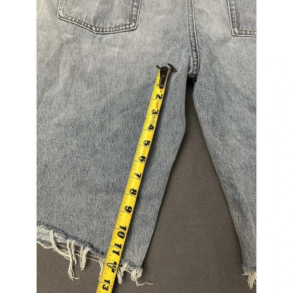 Saint Laurent Denim Distressed Shorts Jorts Size 34 Button Fly Blue Denim